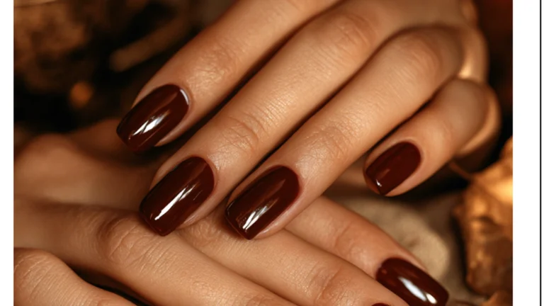 ongles marron chocolat automne