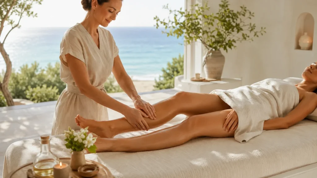 Formation drainage lymphatique à Lille : manœuvre drainante sur les jambes